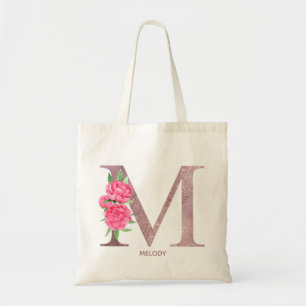Letter M Personalised name monogram bridesmaid Tote Bag