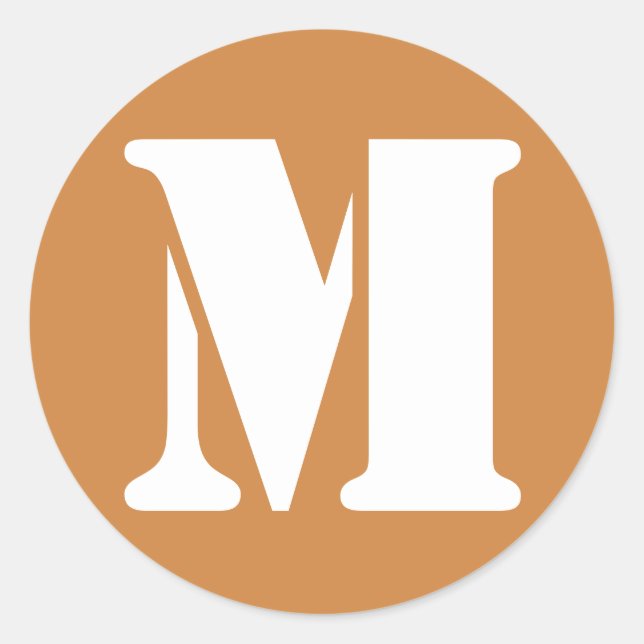 Letter M Peru Gold Stencil Alphabet by Janz Classic Round Sticker (Front)