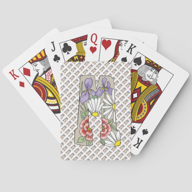 Letter M Playing Cards with Flowers (Back)