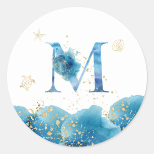 *~*  LETTER  M - Sea Ocean Beach Envelope  Sticker