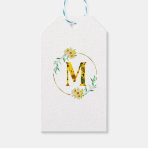 Letter M Sunflower pattern Gift Tags