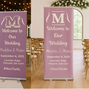 Letter M — Wedding Welcome Signage Large Vertical Retractable Banner