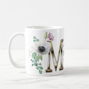 Letter M with elegant flowers Coffee Mug