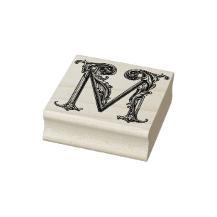 Letter M Wood Art Rubber Stamp