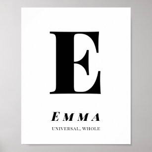 Letter Monogram Baby Name Meaning   E for Emma Poster