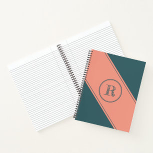 Letter Monogram Circle Geometric Angle Teal Custom Notebook