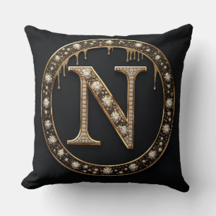 Letter Monogram N Personal Initial Gift Cushion