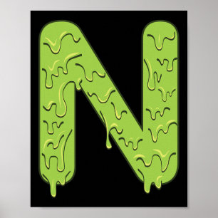 Letter N Alphabet Initials Halloween Costume Kids  Poster