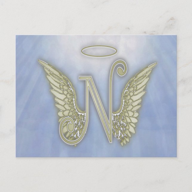 Letter N Angel Monogram Postcard (Front)