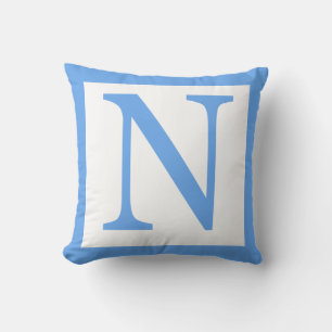 Letter N Baby Blue Border Cushion