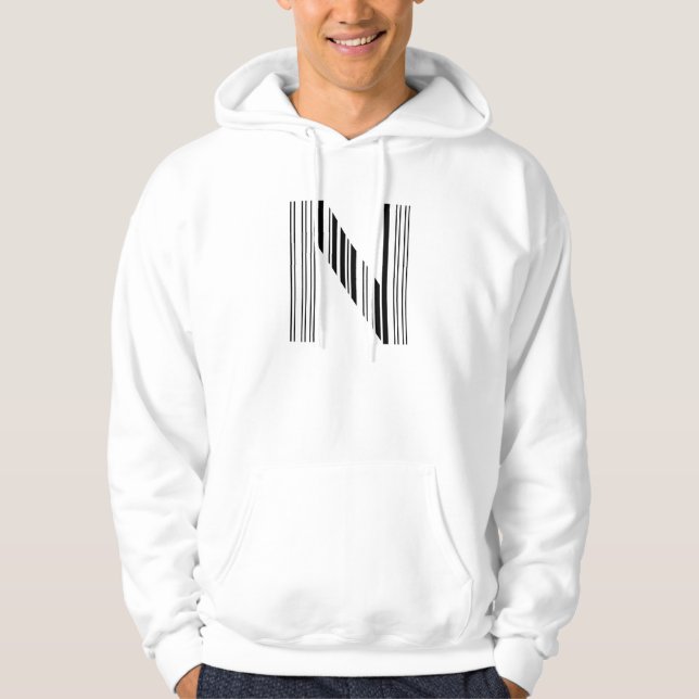 LETTER N BAR CODE First Initial Barcode Pattern Hoodie (Front)