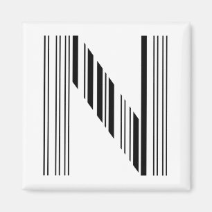 LETTER N BAR CODE First Initial Barcode Pattern Magnet