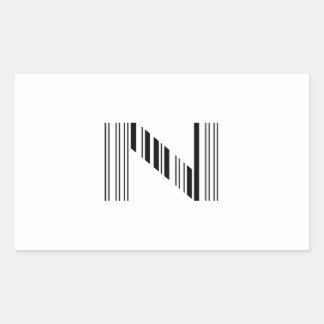 LETTER N BAR CODE First Initial Barcode Pattern Rectangular Sticker