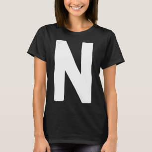 Letter N big and bold white T-Shirt