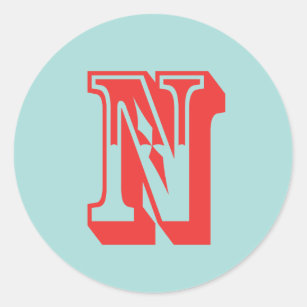 Letter N carnival style monogram initial favour Classic Round Sticker