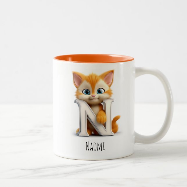Letter N Cat Alphabet Monogram Coffee Mug (Right)