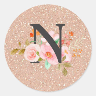Letter N Classic Round Sticker