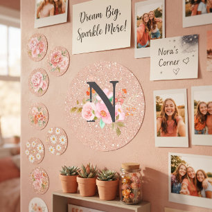 Letter N Classic Round Sticker