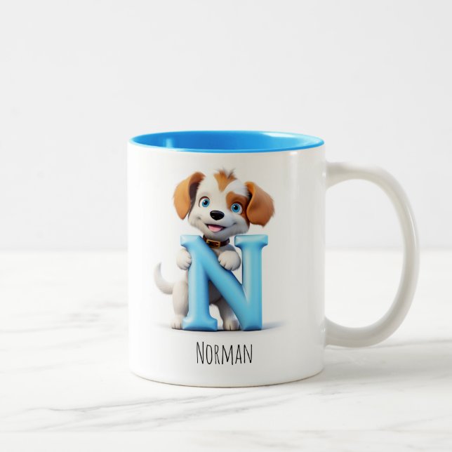 Letter N Dog Alphabet Monogram Coffee Mug (Right)