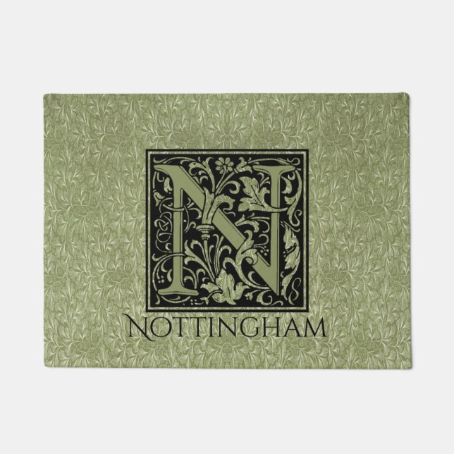 Letter N First Letter Monogram Personalized Doormat (Front)