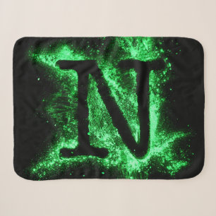 Letter N Green Capital Alphabet Sherpa Blanket