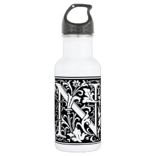 Letter N Mediaeval Monogram Art Nouveau 532 Ml Water Bottle