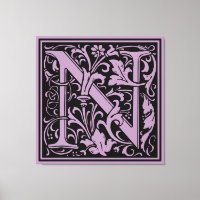 Letter N Mediaeval Monogram Art Nouveau