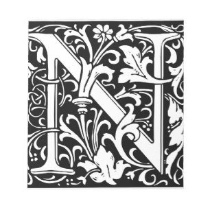 Letter N Mediaeval Monogram Art Nouveau Notepad