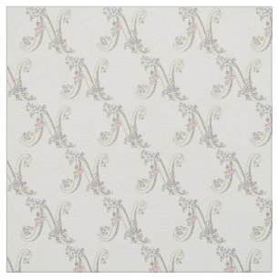 Letter N monogram decorative text custom fabric