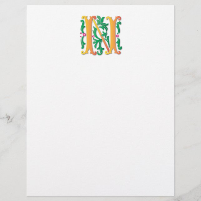 Letter N Monogram Fleur de lis (Front)
