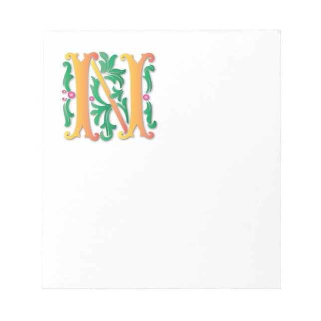 Letter N Monogram Fleur de lis Notepad (Front)