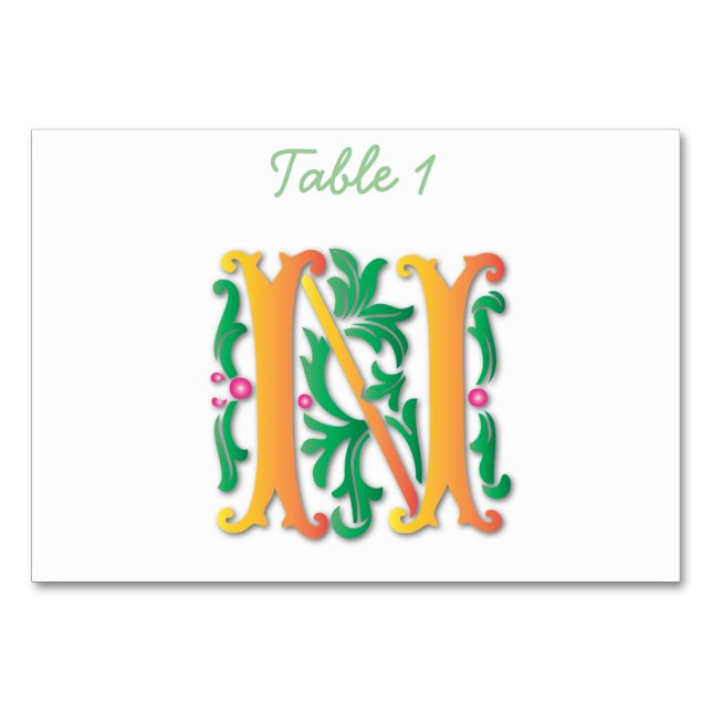 Letter N Monogram Fleur de lis Table Number (Front)