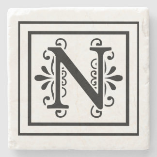 Letter N Monogram Stone Coasters