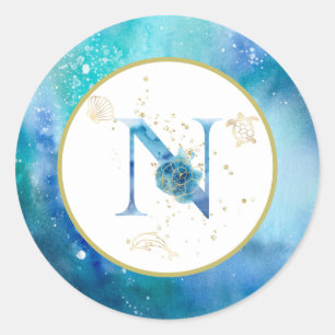 *~*  LETTER N -  Nautical Beach Envelope  Sticker