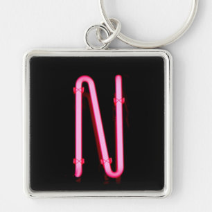 Letter "N" Neon Light Monogram Key Ring