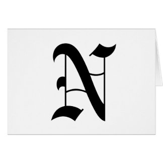 Letter N Old English Text on White Background