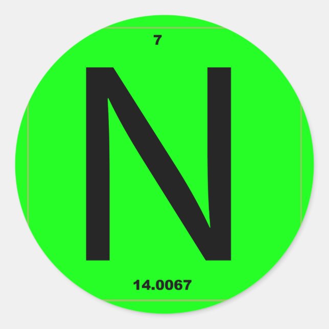 Letter N periodic table Classic Round Sticker (Front)