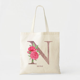 Letter N Personalised name monogram bridesmaid Tote Bag