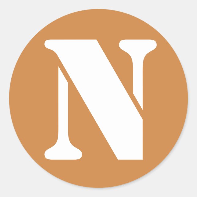 Letter N Peru Gold Stencil Alphabet by Janz Classic Round Sticker (Front)