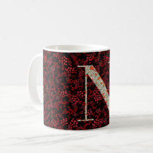 Letter N red and burgundy liberty Coffee Mug