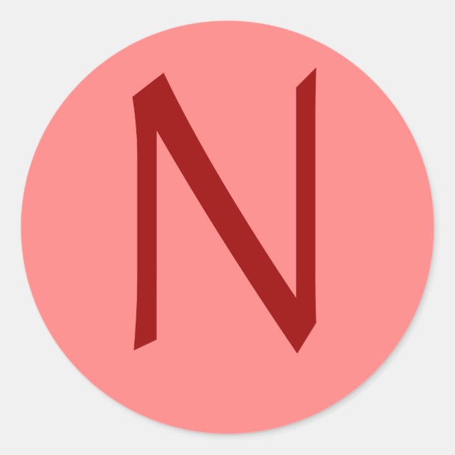 Letter N Rose Wine Classic Round Sticker (Front)