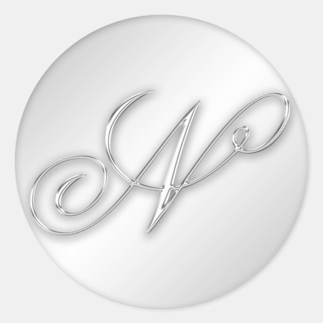 Letter N script initial faux silver monogram favou Classic Round Sticker (Front)