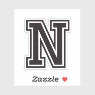 Letter N sporty college font alphabet