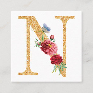 Letter n square business card