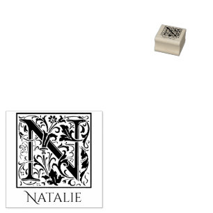 Letter N Vintage First Letter Personalised Rubber Stamp