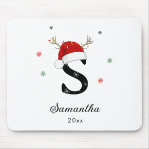 Letter Name Santa Hat   Monogram   Custom Initial Mouse Mat