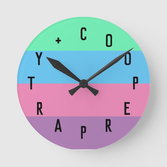 Letter Numbers Round Clock (Front)