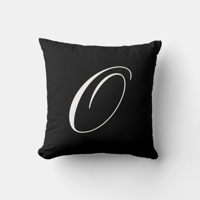 Letter O Black Monogram Pillow (Front)