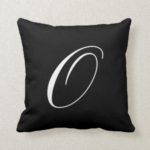 Letter O Black Monogram Pillow