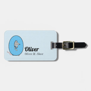 Letter O Blue Opossum for Boys Luggage Tag
